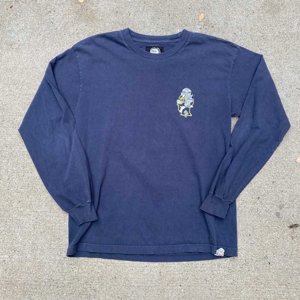 Brain Dead Long Sleeve Tee Shirt Medium Area Navy Blue Rare Graphic - Picture 2 of 10